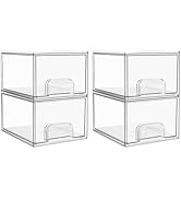 Vtopmart 4 Pack Clear Stackable Storage Drawers, 4.4'' Tall Acrylic Bathroom Makeup Organizer,Pla...