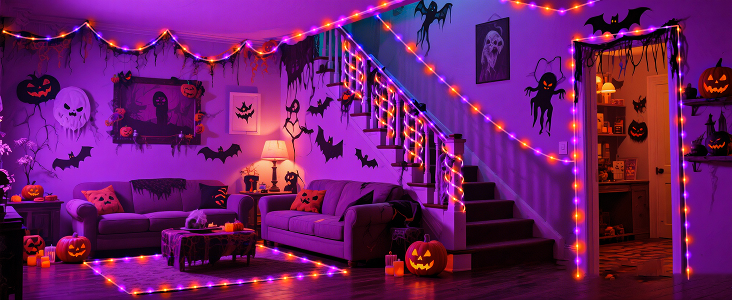 rope lights for outside rube lights Halloween purple orange lights outdoor string lights indoor