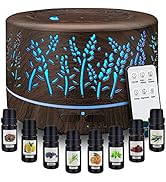 Diffusers for Essential Oils Large Room 600ml,Essential Oil Diffusers for Home with R/C,8/Set Oil...