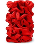 Satin Scrunchies for Women – 8PCS Red Silk Hair Ties – No Crease, Frizz-Free, Gentle Elastic Hair...