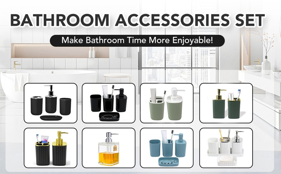 bathroom soap dispenser and toothbrush holder set