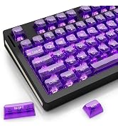Fejwlvs 130key Purple Transparent Keycaps,Transparent Keycaps 60 65 75 100 Percent,Crystal Shine ...