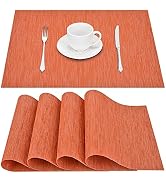 GIVERARE Placemats Set of 4, Heat-Resistant Woven Vinyl Placemat, Non-Slip Washable PVC Table Mat...