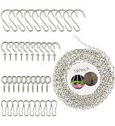 YINGFENG 197 Inch DIY Silver Hanging Basket Chains, Adjustable Length, Decorative Metal Chain wit...
