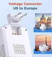 2000W Voltage Converter US to Europe for Hair Dryers, 7-in-1 220V to 110V Converter for European ...