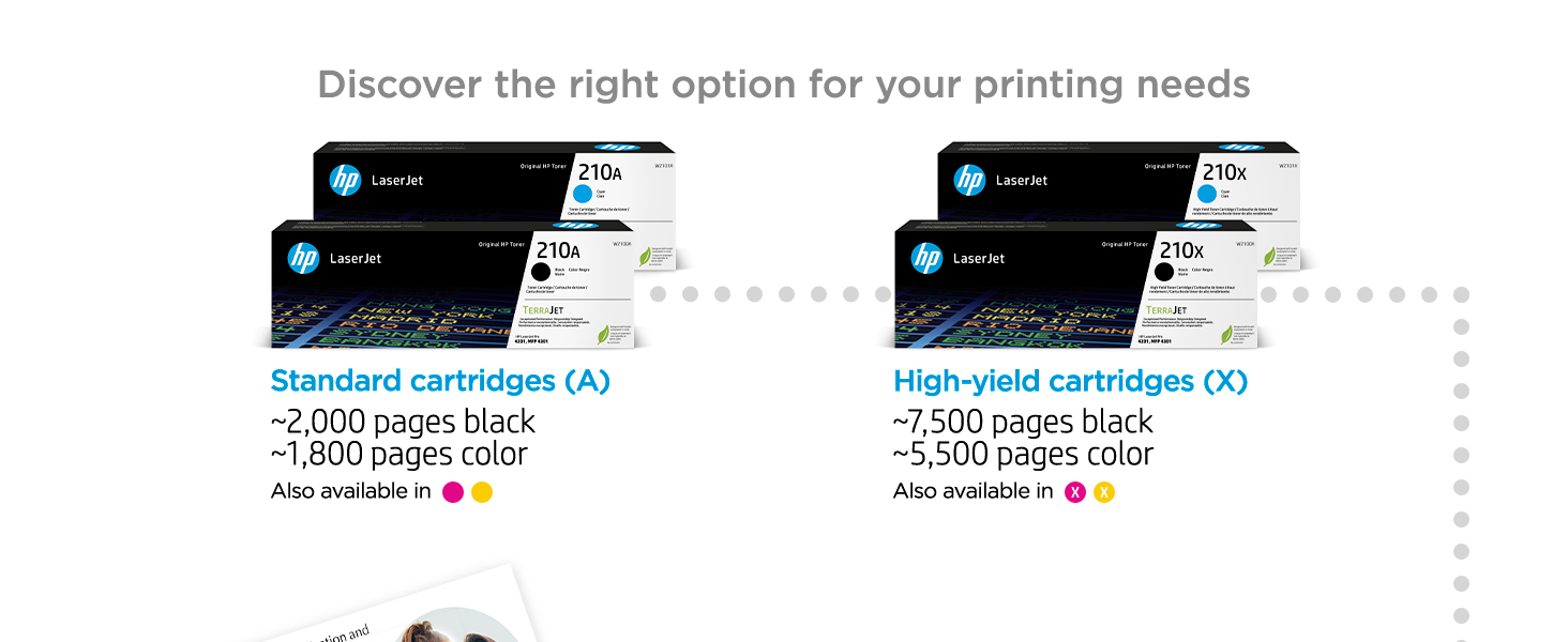 original hp 210 toner standard high-yield cartridges