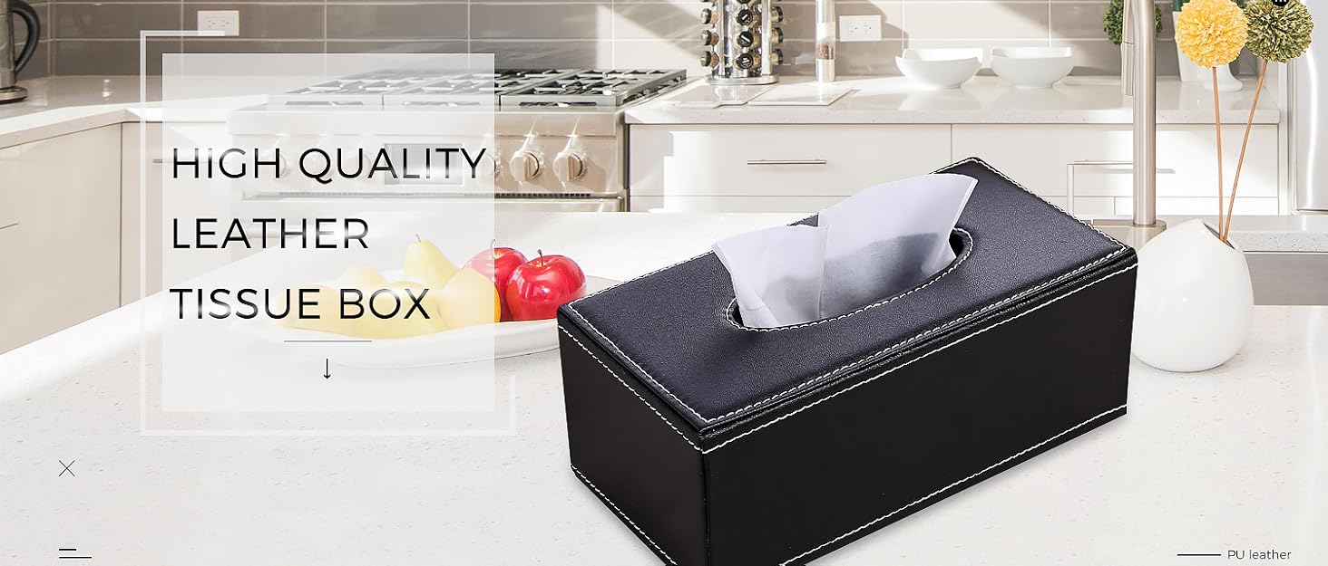 KINGFOM Rectangular PU Leather Tissue Box Holder