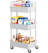Pipishell 3 Tier Rolling Cart Organizer, Plastic Rolling Cart with Lockable Wheels & Reinforced H...