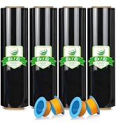 PAFEI 18"x1500ft Black Stretch/Shrink Wrap Roll - 80 Gauge Industrial Plastic Wrap for Moving, He...