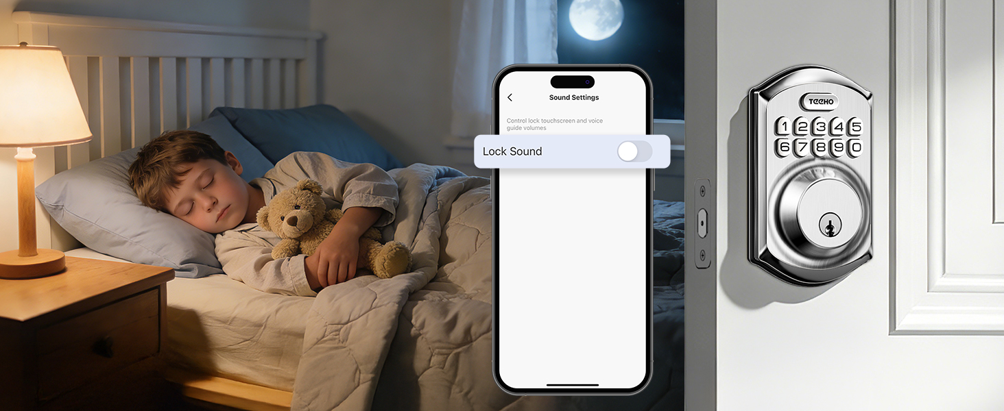 Silent Mode mutes the lock’s beeps, letting you lock/unlock quietly without disturbing others.