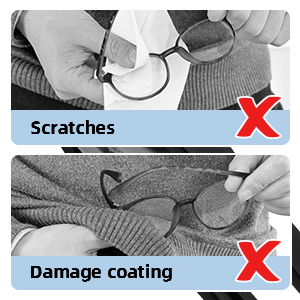 a picture of a pair of glasses with a damaged coat on the right side.