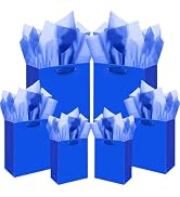 qiqee Dark Blue Gift Bags with Tissue Paper Mulit Assorted Sizes 10PCS Present Birthday Bags(2pcs...