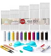 250 Pcs Large Eye Stainless Steel Sewing Needles Kit – Hand Sewing Needles with 12 Threads, Magne...