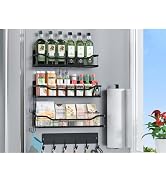 MIMIyasha Magnetic Spice Rack for Refrigerator, 5 Pack Metal Strong Magnetic Shelf for Oven,Movea...