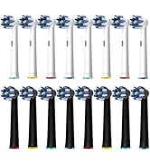 16pcs Cross Clean Replacement Heads Compatible with Braun Oral B Electric Toothbrush, 8pcs White ...