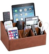 MEIBOOCH PU Leather Desk Organizer, Luxury Remote Control Holder for Home, Office Desk Accessorie...