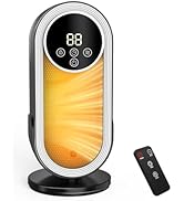 Space Heater for Indoor Use, Small Portable Electric Heaters with Thermostat and Remote, 12H Time...