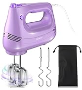 GUALIU Electric Hand Mixer with Stainless Steel Whisk, Dough Hook Attachment and Storage Bag, Han...