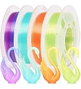 RAMBERY Transparent Multicolor Rainbow Filament, Crystal Rainbow PLA Clear 3D Printer Filament Bu...
