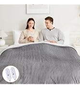 FVERWAG Electric Blanket King Size Dual Control Heating Blanket | Flannel To Sherpa, Double Zone ...