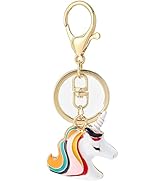 MUAMAX Unicorn Keychain Pendant Charms Rainbow Horse Key Chain for Women Girls Unicorn Gift for G...