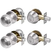 CML Hardware Keyed Alike Entry Deadbolt Lock and Passage Door Knob Combo, Single Cylinder Deadbol...