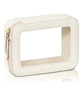 Prite Clear Makeup Bag Organizer Portable Travel Toiletry Bag for Women with Heavy-Duty Gold Zipp...