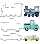 LILIAO Transportation Vehicle Cookie Cutter Set - 3 Piece - Train, Pick-up Truck and Beat-up Car ...