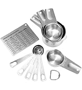 KUBEMUEG Measuring Cups and Spoons Set Heavy Duty 304 Metal Stainless Steel Measuring Cup Spoon K...