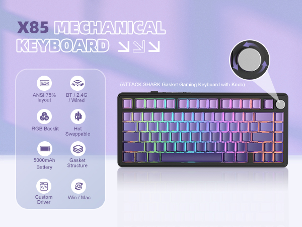 ATTACK SHARK X85 Mechanical Gaming Keyboard