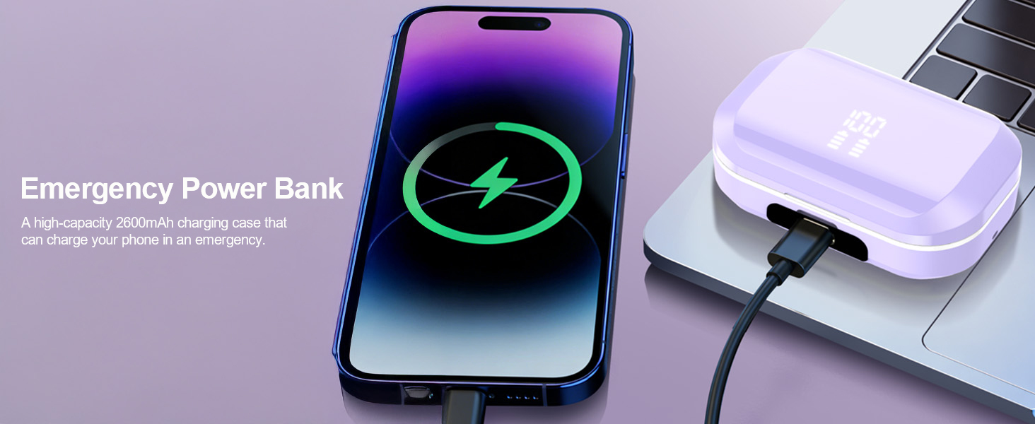 Wireless Earbuds, Emergency Power Bank