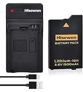 Hisewen 1500mAh 3.6V Lithium Ion Battery and LED USB Charger for Sony PSP 3000 / PSP Slim 2000 PS...