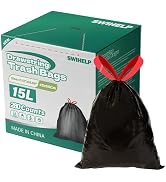 SWIHELP Drawstring Trash Bags 280 Counts 4 Gallon Garbage Bags 15 Liters Plastic Trash Can Liners...