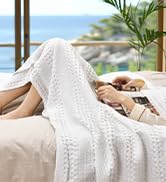 PHF Cooling Waffle Blanket Queen Size, Lightweight 60% Rayon Derived from Bamboo & 40% Cotton Bre...