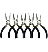 BOOSDEN 5 inch Small Needle Nose Pliers Set, 5 Pack,Small Pliers Set, Mini Precision Pliers Set,M...