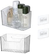 Acrylic Wall Mounted Storage Racks,2Pcs Storage Box Shower Basket, Transparent Plastic Makeup Box...