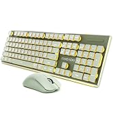 Wireless Keyboard and Mouse Combo with Warm Backlit, Rechargeable-Green | Dual Mode Bluetooth & 2...