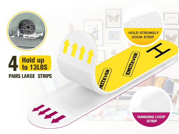 EMITEVER Picture Hanging Strips Heavy Duty, Damage Free Hanging Picture Hangers for Walls