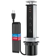 BTU 20W Pop Up Outlet for Kitchen Countertop, Retractable Recessed Outlet with 3 AC Outlet, 2 USB...