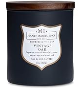 Manly Indulgence Vintage Oak Scented Jar Candle for Men, Wood Wicked Candle, 15 oz - Bergamot, Le...