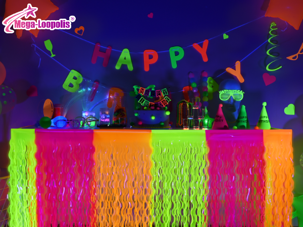 Fluorescent colors table skirts