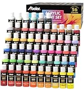 ABEIER Acrylic Paint Set, 56 Colors (2oz/60ml), Matte Finish, Waterproof, Rich Pigments, Non-Toxi...