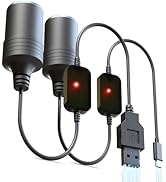 Moqidong USB to 12 Volt Adapter: 30W QC3.0 USB to Cigarette Lighter Adapter 30W PD3.0 USB C to Ci...