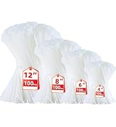 Zip Ties, Zip Ties Assorted Sizes(4”+6”+8”+12”), 400 Pack Cable Wire Ties With Self-Locking Adjus...