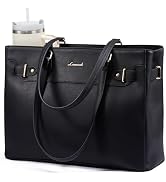 LOVEVOOK Laptop Tote Bag for Women Work, Teacher Tote Bag with Large Cup Holder, 15.6 Inch Waterp...