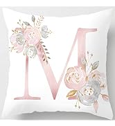 Eanpet Throw Pillow Covers Alphabet Decorative Pillow Cases ABC Letter Flowers Cushion Covers 18 ...