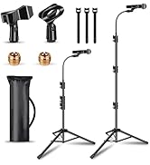 2 Pack Mic Stand Gooseneck Microphone Stand for Singing Microphone Boom Stand Height Adjustable F...