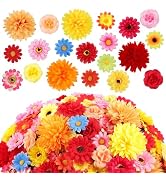 210Pcs Fall Decor Mini Silk Flower Heads Small Fake Mums Rose Faux Flowers Bulk for Crafts Orange...