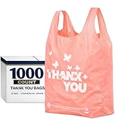 YoYoRain PINK Thank you bags, 1000PCS T shirt bags, To Go Bags,Grocery bags, Reusable and Disposa...
