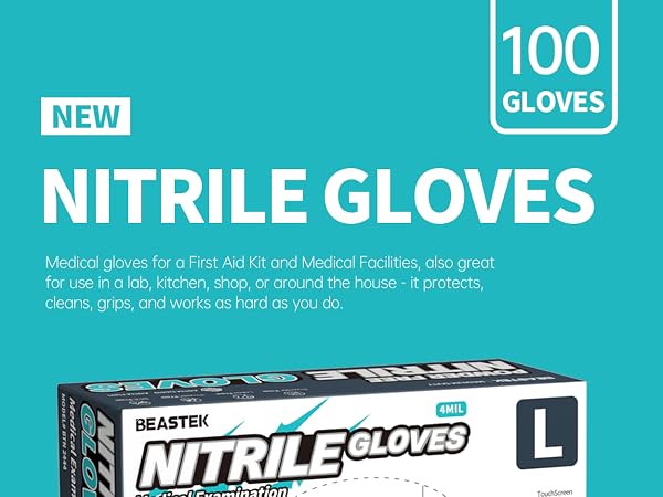 Beastek Black nitrile gloves, disposable medical glove